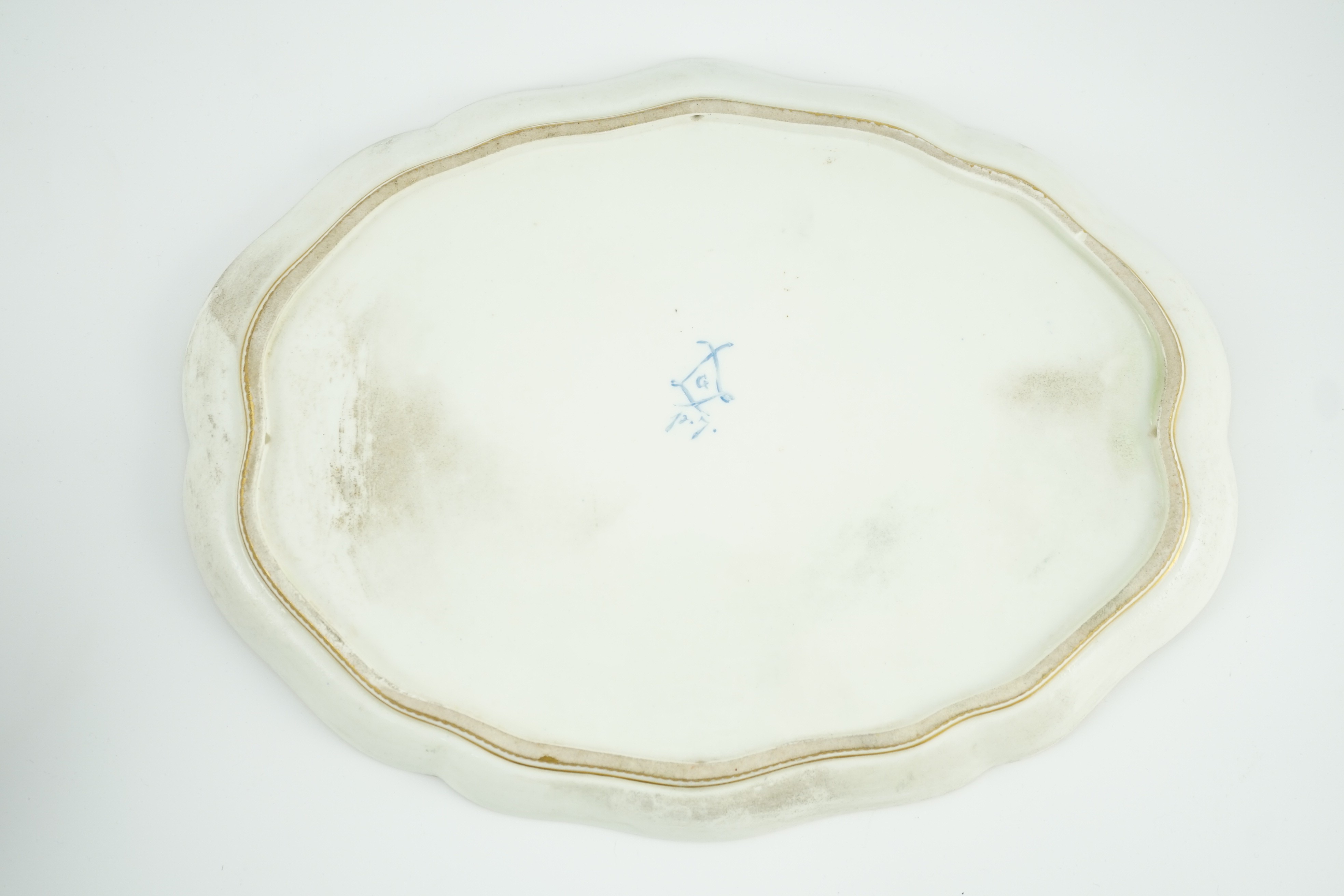 A Sevres porcelain shaped oval tray, date code for 1754, 33.5cm wide